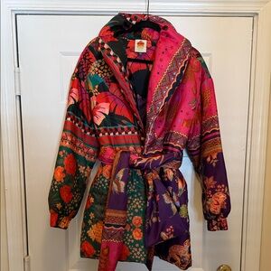 Farm Rio Mixed Scarves Kimono Puffer